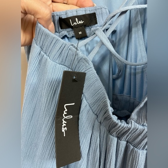 LULU’S Lost in Paradise Slate Blue Maxi Dress Size Medium NWT - Picture 11 of 13